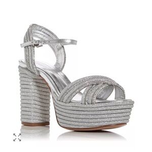 Schultz Women's Latifah Glam Embellished High Block Heel Platform Sandals Sz 8.5